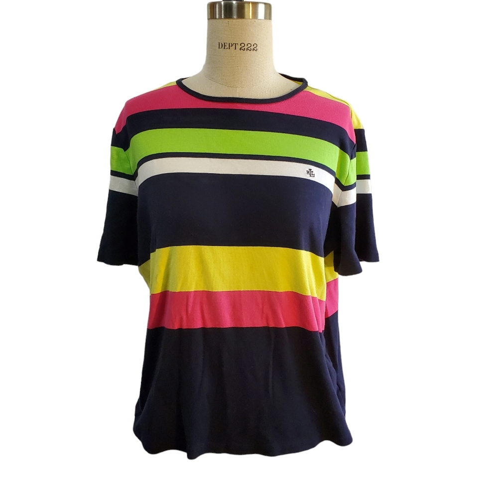 Lauren Ralph Lauren Lightweight Bright Striped ‎ Sweater Size XL